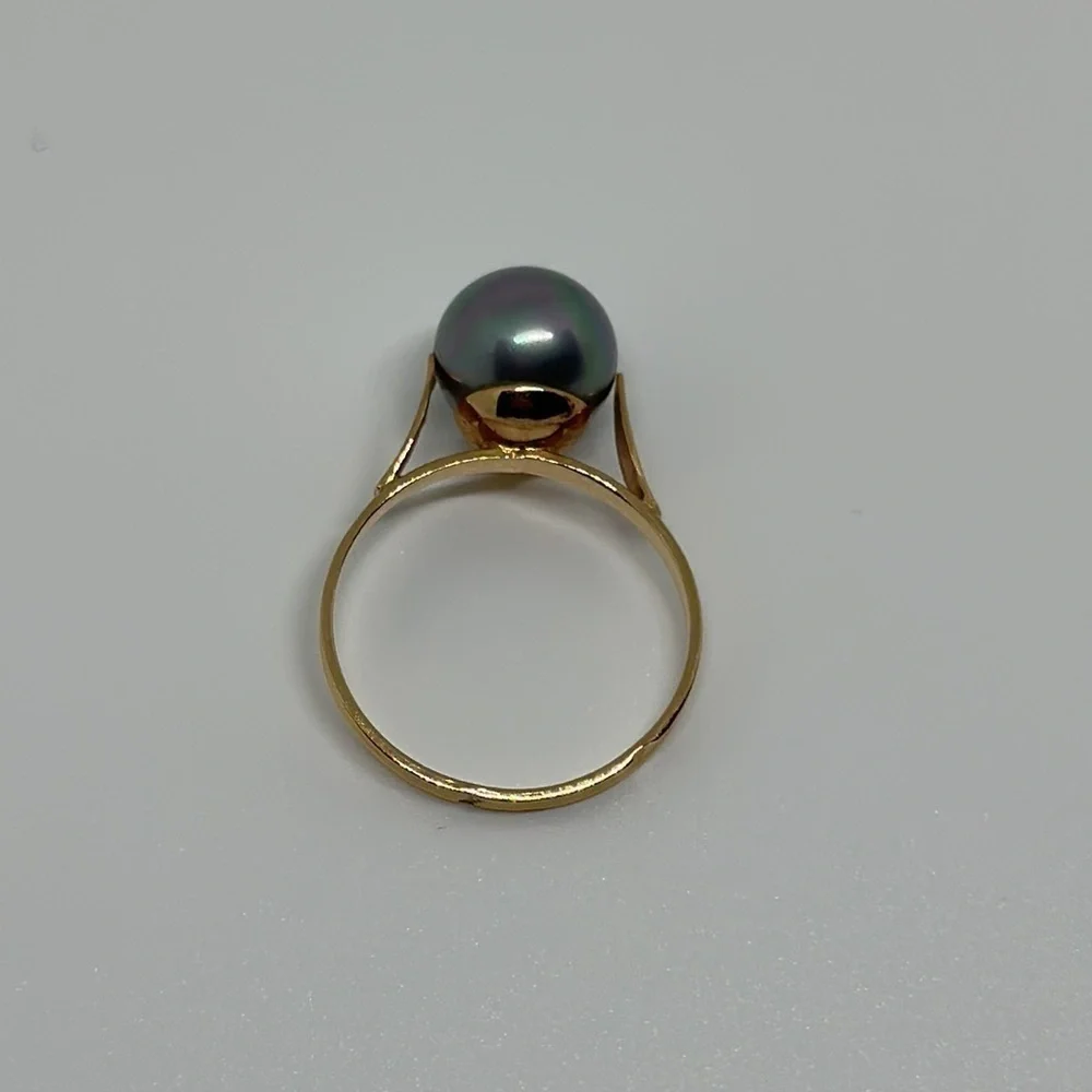 18k real solid god real pearl ring​
